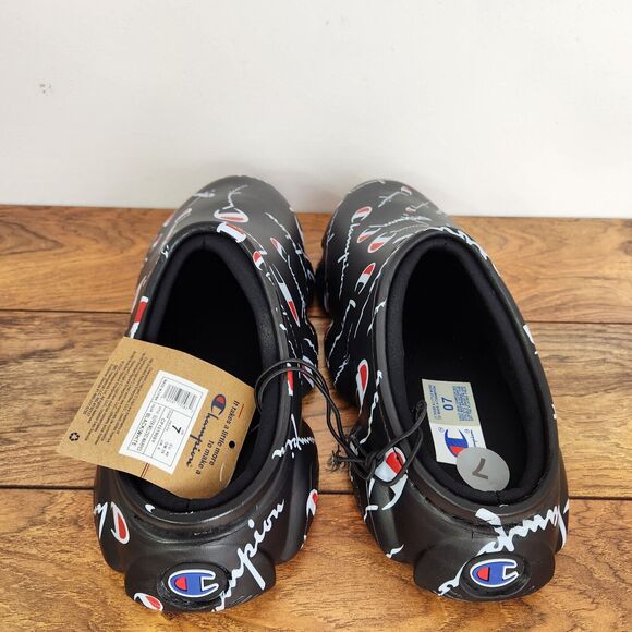 New Champion Super Meloso Warped Slides Black White Mens Sz 7 Closed Toe Slip on - Picture 6 of 8